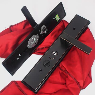 黑色加长加宽防盗门铁面板铝合金把手双开门对开门拉手大门锁加厚