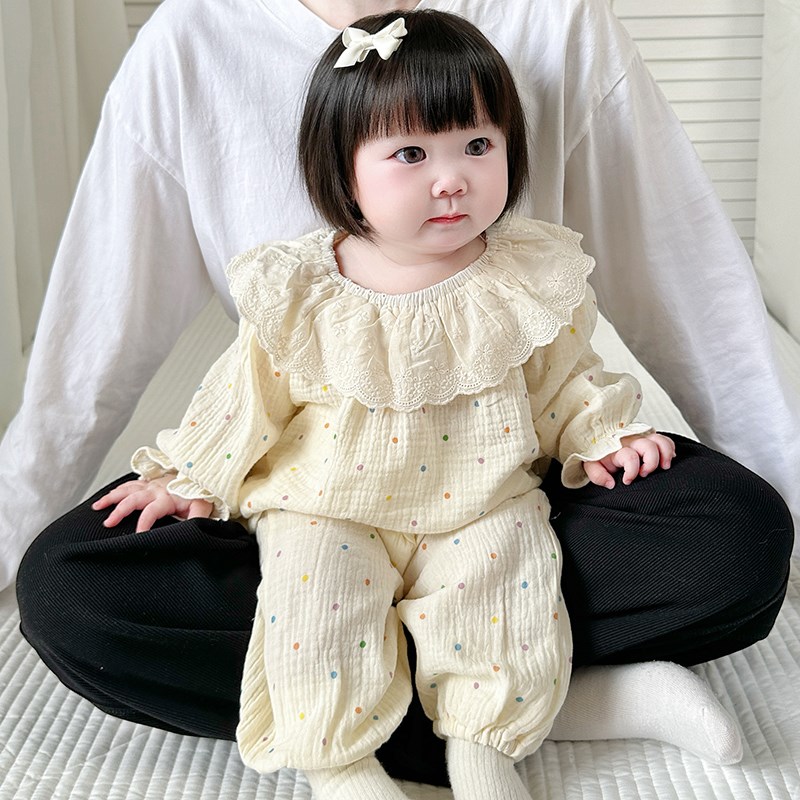宝宝秋装套装高腰护肚女婴儿家居服长袖早秋睡衣春秋季两件套衣服