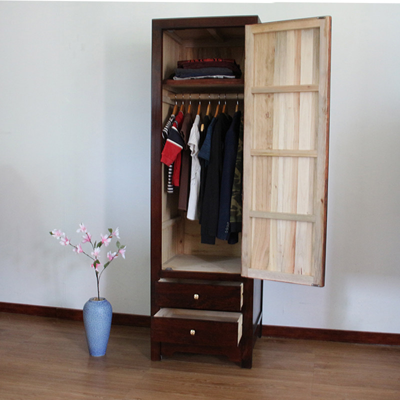 香樟木柜子实木衣柜小户型单门衣柜大容量收纳柜新中式樟木衣柜