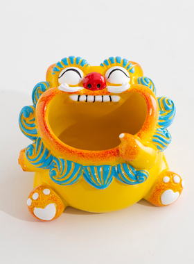 国风可爱风狮爷石狮子摆件办公室桌面笔筒装饰工艺品创意生日礼物