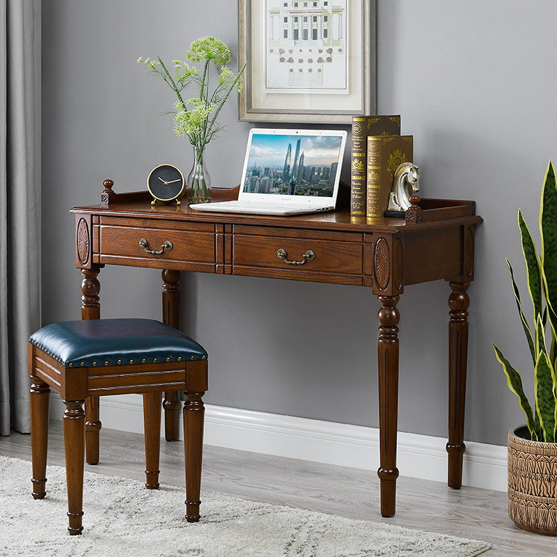 美式实木书桌书房写字台小户型简约家具欧式电脑桌子仿古办公桌,住宅家具,书桌,淘宝优惠券,粉丝福利购,淘宝优惠卷