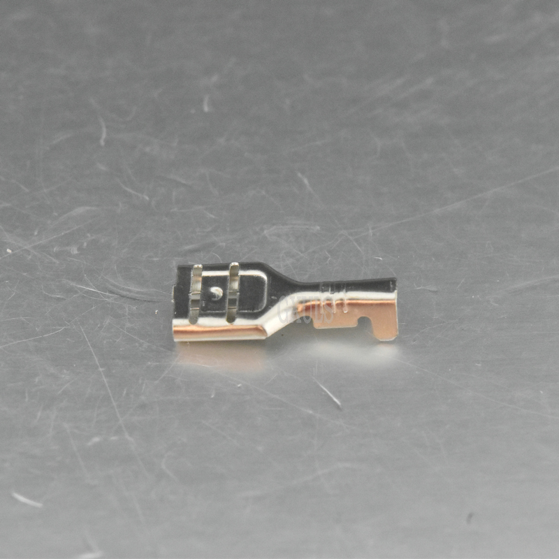 6.3插簧+长方形硬护套 按钮开关铜接线端子 直插式冷压端子 100套