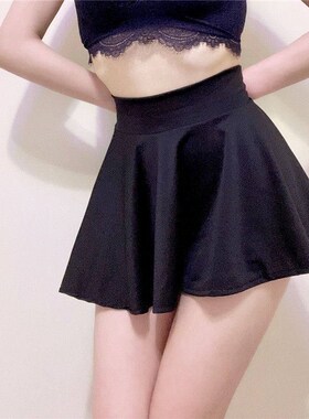 可爱百褶裙半身裙弹力微透舞蹈打底裙无内衬睡裙a字裙 性感超短裙