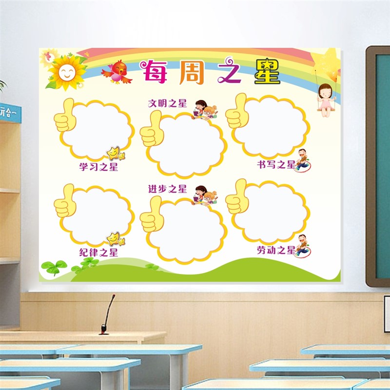 每周班级之星墙贴纸小学生教室装饰布置文化初中高中评比栏积分表