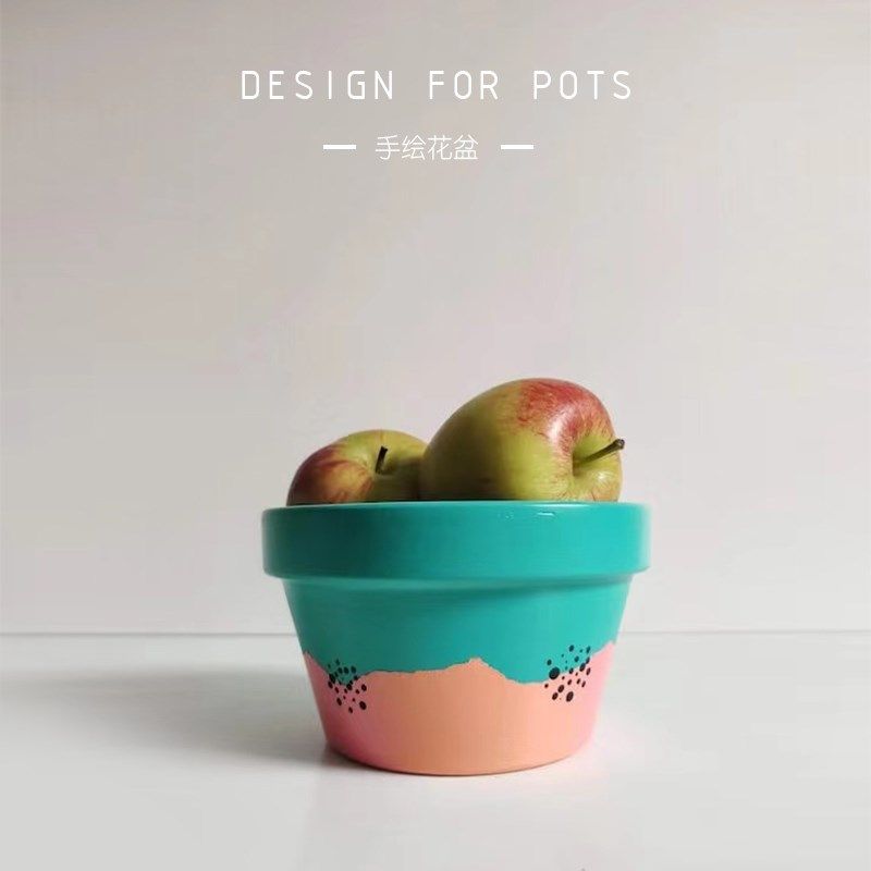 植物幻想蓝粉撞色花器手绘红陶盆绿植多肉创意可爱有趣办公室礼物,鲜花速递/花卉仿真/绿植园艺,花盆,淘宝优惠券,粉丝福利购,淘宝优惠卷