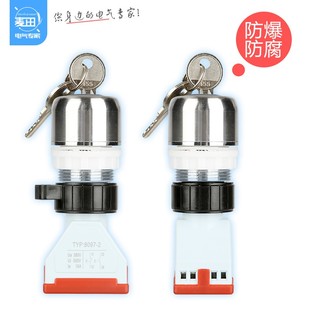 BA8097-2金属不锈钢隔爆防爆钥匙控制旋钮二档开关30MM常开常闭