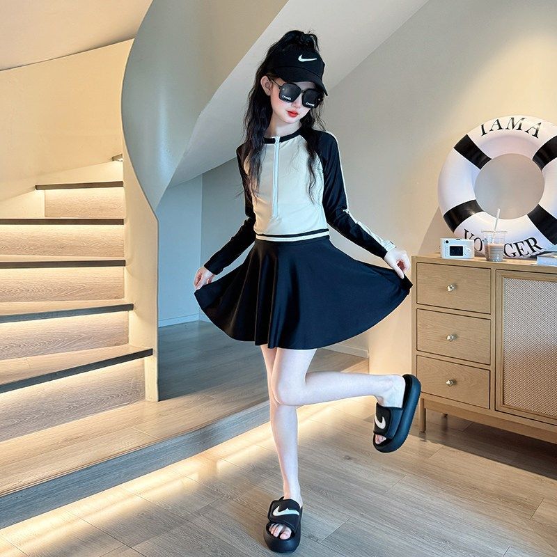 女童高颜值泳衣2025新款儿童连体裙式泳装初中生女孩公主风游泳衣