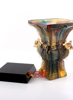 六合春 四羊方尊 琉璃摆件 送老师礼品 送领导生日礼物 贺寿礼品