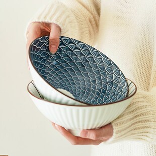 肆月 日式拉面碗 餐具家用陶瓷不烫手吃面大碗面条汤面碗汤碗