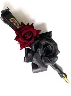 lolita蕾丝扇子华丽复古欧式玫瑰折扇茶会款暗黑搞死漫展cos道具