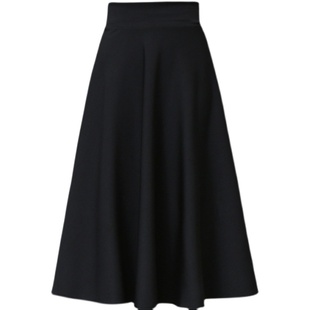 黑色中长款 长裙垂感显瘦大摆裙子 半身裙女春夏百褶A字裙高腰大码
