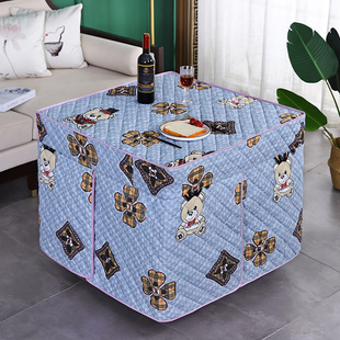 新款烤火罩电炉罩套80X80圆孔取暖炉烤火桌布罩加厚正方形烤火被