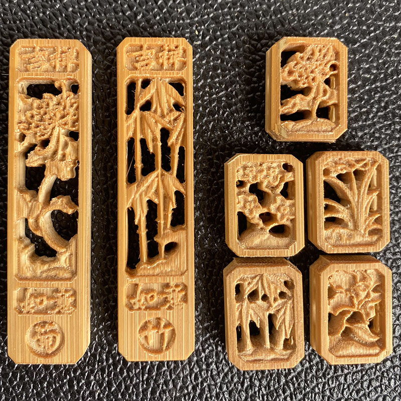 鸟笼子门花看板绣眼笼门花雕刻鸟笼杯托竹制碗托鸟用品配件包免邮