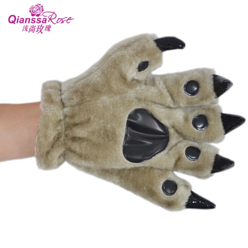 浅尚玫瑰 冬季法兰绒可爱情侣卡通动物连体睡衣恐龙配套爪子手套