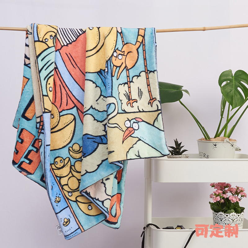 logo批量来图定制毛毯 图案照片DIY应援连帽子超薄空调毯披肩带扣