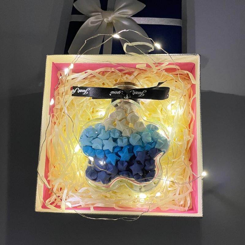 LED灯串许愿瓶星星折纸礼品盒玻璃罐520成品送男女情人节生日礼物
