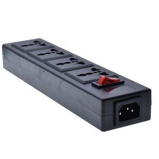 品字插头机柜PDU用黑色带开关指示灯万用转换排插座一转四可带线