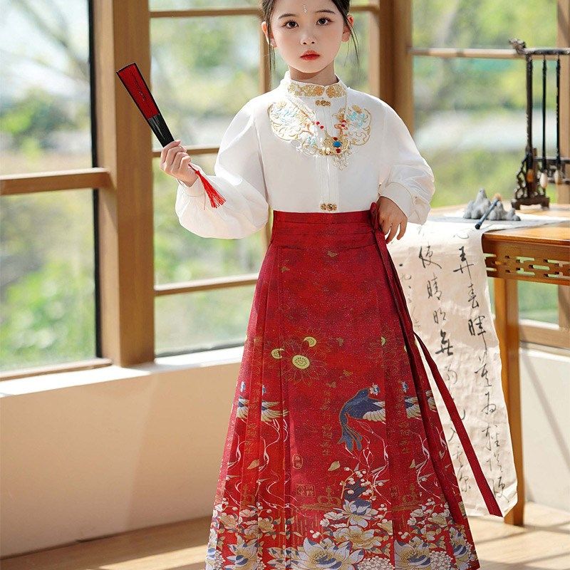 六一儿童马面裙2024新款国风汉元素女童汉服新中式马面裙夏款套装