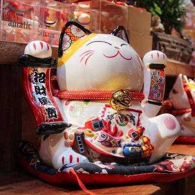大电动号摇手招财猫35128摆件招财猫招手陶开瓷招財擺件业招财猫