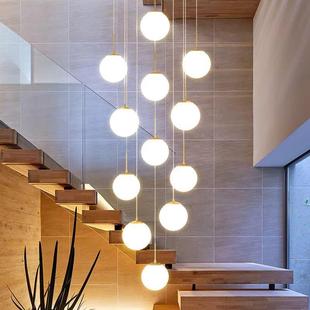 现代风楼间吊灯梯简约lft复式 楼长大挑空客厅240灯公寓楼梯o魔豆