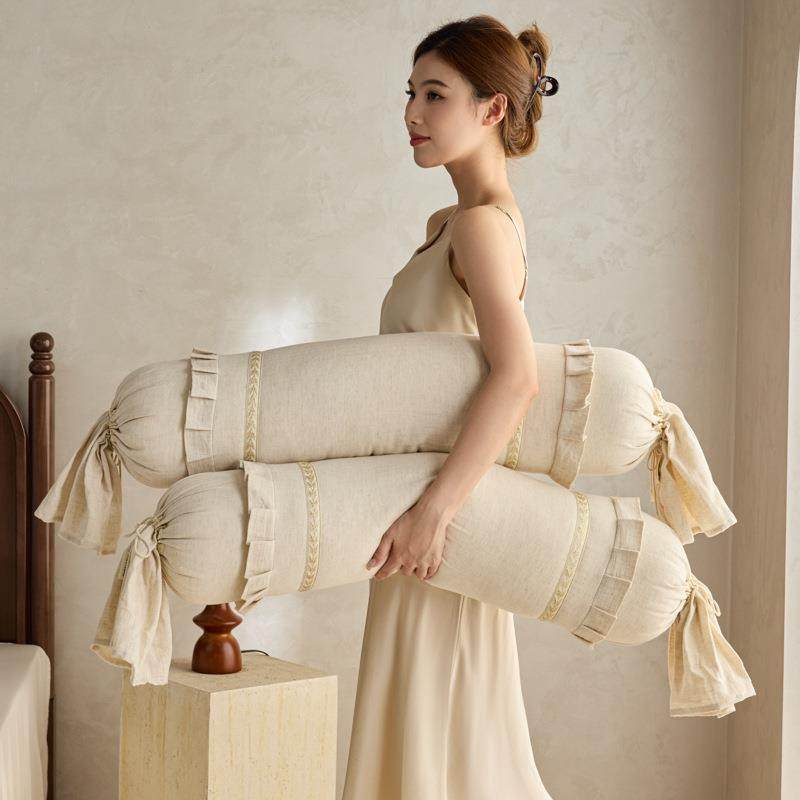 亚麻糖果长抱枕能多功觉抱枕头沙XNE发靠枕睡芯亚麻睡觉长长抱枕