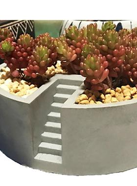 多BK2BK201606圆形阶梯清水混凝土水泥硅胶1肉模具花盆盆栽模