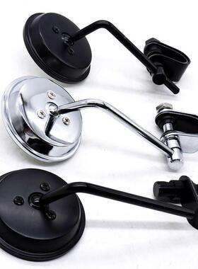 摩托车改装后视镜28269铁辅杆助镜倒车镜通用个性卡反钳小圆凸镜