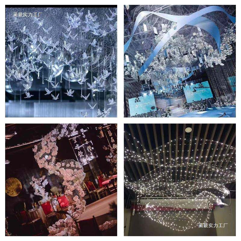 婚庆装饰网六铁角丝网婚礼网型F97TH695花艺插造花手工制作格吊顶