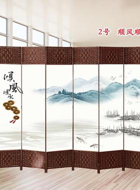 屏隔茶13741断墙客厅遮挡厅中式复古装饰酒店风餐办公室室折屏移