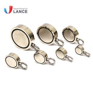 厂家现双面打捞强组力磁铁货件配吊环绳188子圆形磁铁深水打捞工