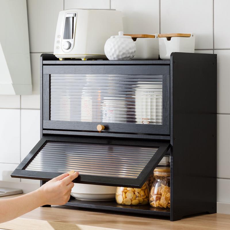 厨房置物606黑色柜式架调料碟纳储物柜子台面碗碗柜家用餐具碗收
