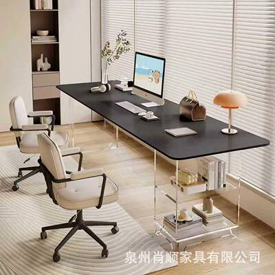 板书桌发现代简约家用亚16915卧室书房轻奢克岩力办公桌沙后双人