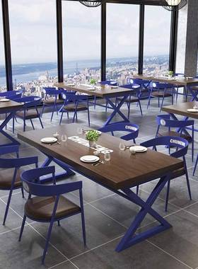 彩色000607吧工业风清俱乐部椅组合奶餐茶店餐桌厅饭店商用烧烤桌