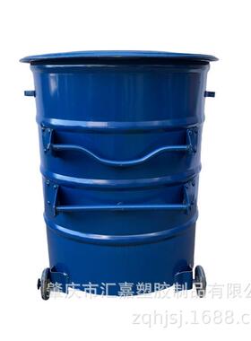 户外环卫铁皮垃圾桶圆254形绿色0带车盖铁加厚分类特大号挂桶36L