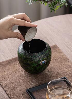 室宜茶话大漆老铁水方38351复水洗茶台建水干泡台古茶水盂茶洗渣