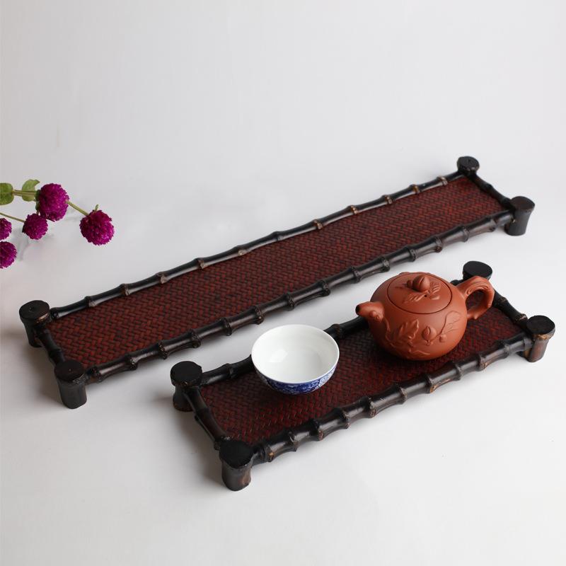 老架竹鞭席杯架垫茶托单层杯壶竹排托盘日式做旧面115茶杯架配件