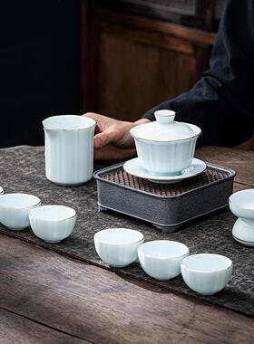 高德白瓷羊脂装玉化茶具套家用陶瓷60193功夫茶具盖碗茶杯档礼品