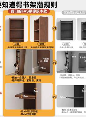 全实木书架立式落地一体靠墙轻储奢物柜置窄缝架转角物客PYZ厅小