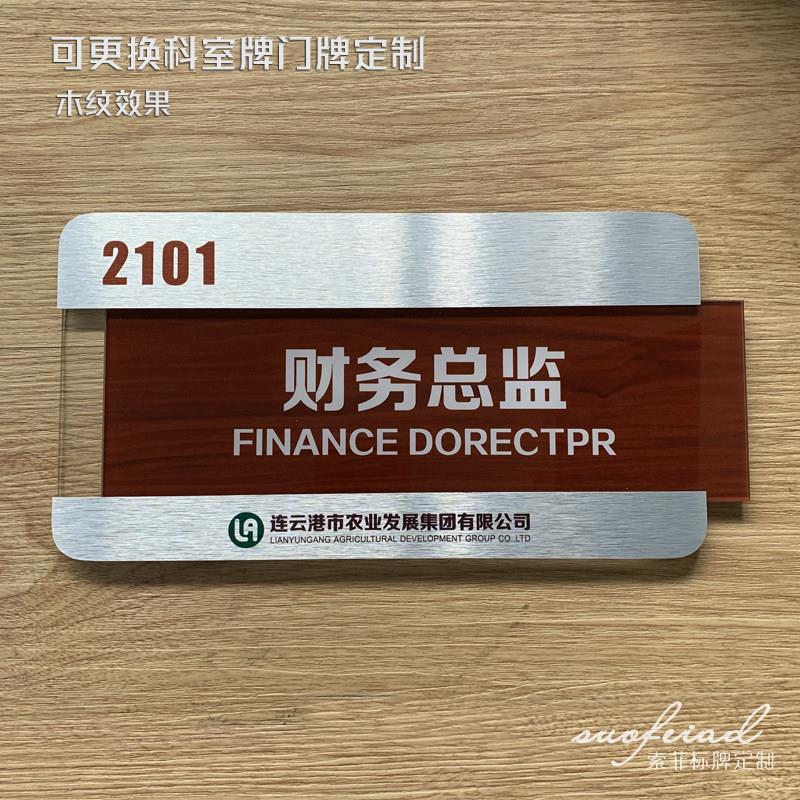 金属木纹可更换科室牌企事业部标志牌插卡槽亚克力抽拉门牌定制做