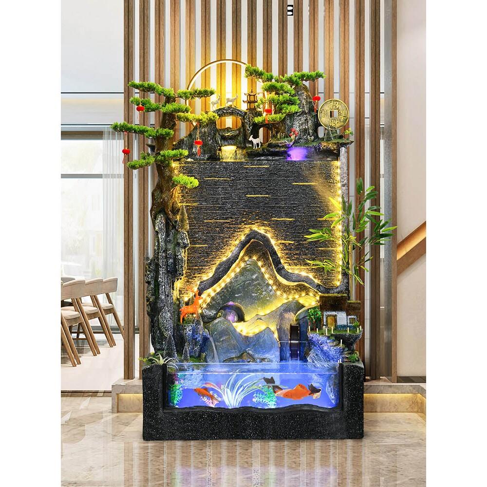 假山流水生态鱼缸公司玄关门店景观装饰庭院阳台民宿山水循环造景