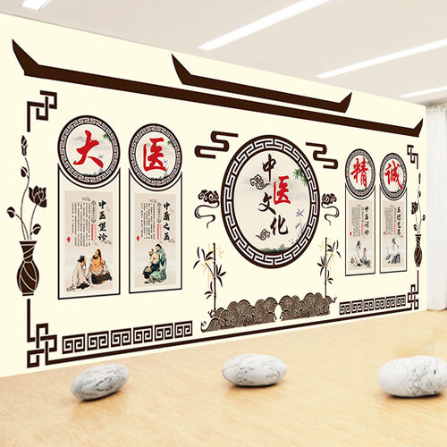 中医馆壁纸大医精诚养生文化墙装饰背景壁画中庸宽厚望问医德壁纸