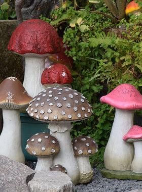 花园装饰庭院创意雕塑仿真蘑菇复古摆件园艺杂货民宿院子阳台布置