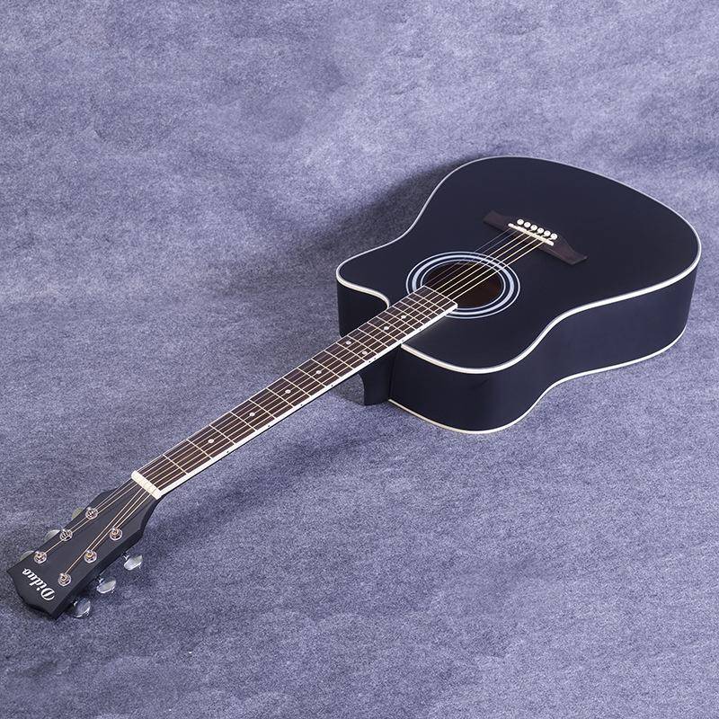 41寸民色木谣吉他g习uitar初AJO学椴吉它哑光黑缺角练琴厂家