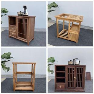 老榆木实木茶水柜茶几新式茶中道桌简约木RLZ色轻方原形茶几奢烧