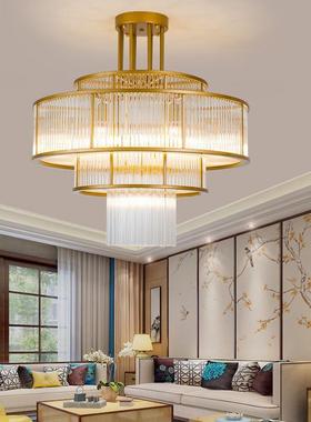 新中式轻奢大灯档复试YOF楼包间饭店水高晶吊墅灯客厅酒别店大厅
