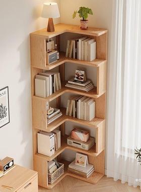 实木柜转角落拐地书架置物架客厅墙层61665角落收纳架简易角多储物书柜