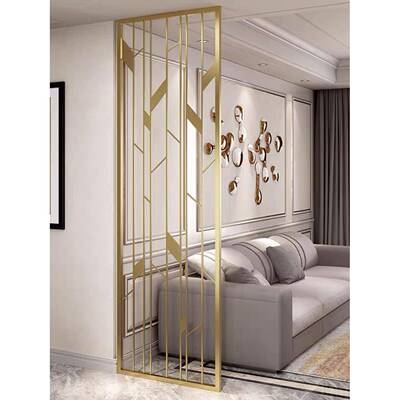 轻奢ONY锈钢关屏风新中式客厅户隔断玄入简约镂空花格遮挡装饰不
