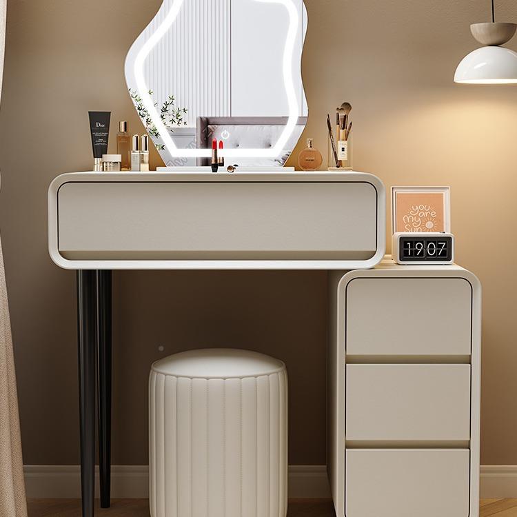 奶风实伸木主卧梳妆台卧室现代简约化妆台BSQ斗柜缩一体化妆桌油0