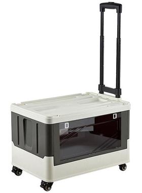 户外营车载露可透折叠收39959纳箱塑大号明侧开门拉杆滑轮收纳整料理箱