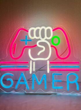 跨境ED发光字霓虹灯gamer电DTG竞房氛围灯牌字母饰造装型灯L可调